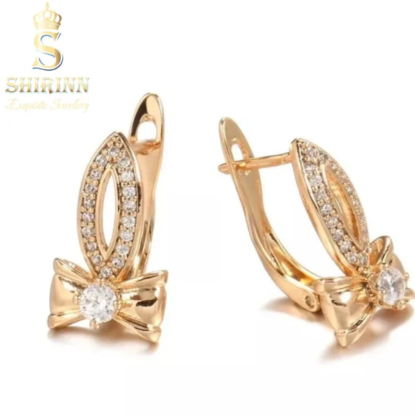 14k Rose Gold Plated Bow Knot Stud Earrings