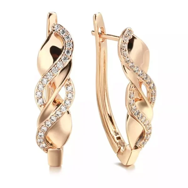 14k Rose Gold Plated Spiral Drop Earrings