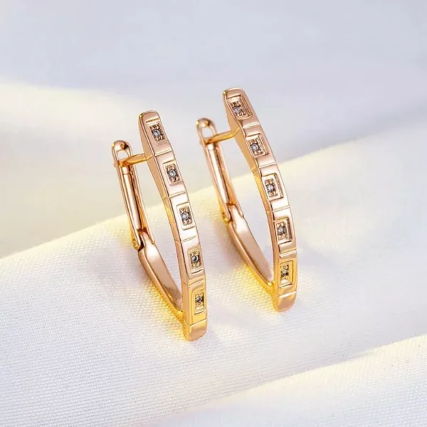 14k Rose Gold Plated Sunset V Shape Drop Earrings 